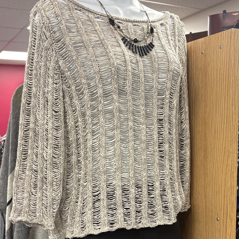 Eileen Fisher Open-Knit Cream Sweater